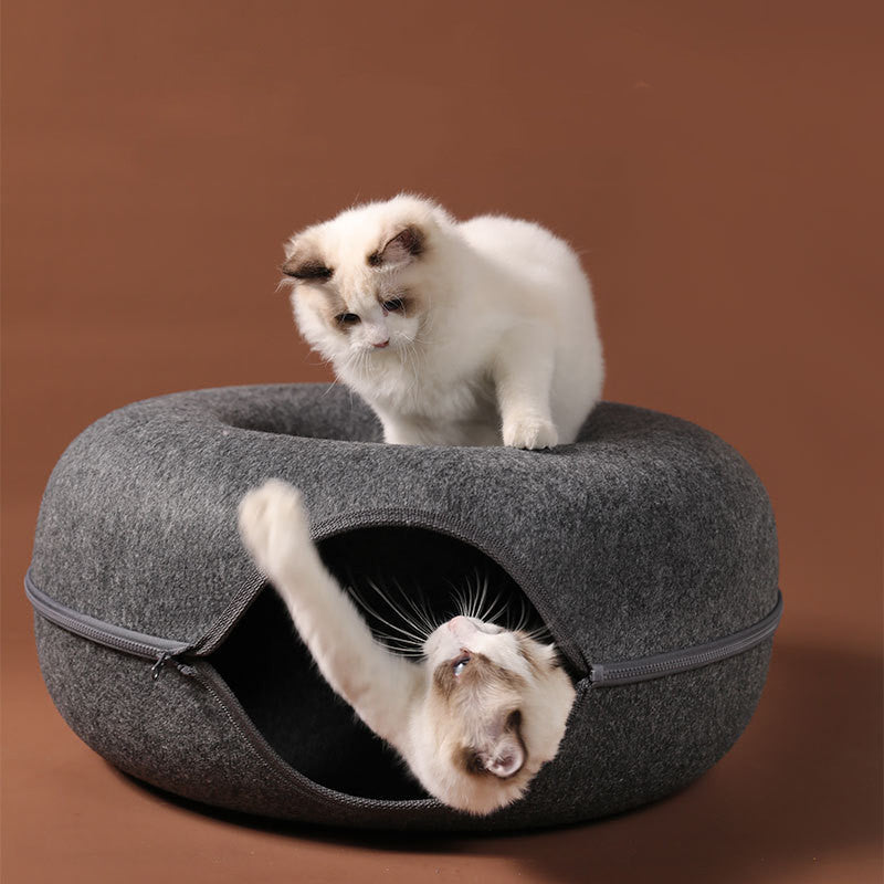 4-Season Cat Nest Tunnel – Dual-Use Felt Bed & Play Tunnel