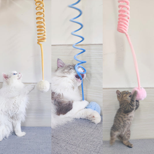 Interactive Spring Cat Toy - Suction Cup & Rabbit Fur