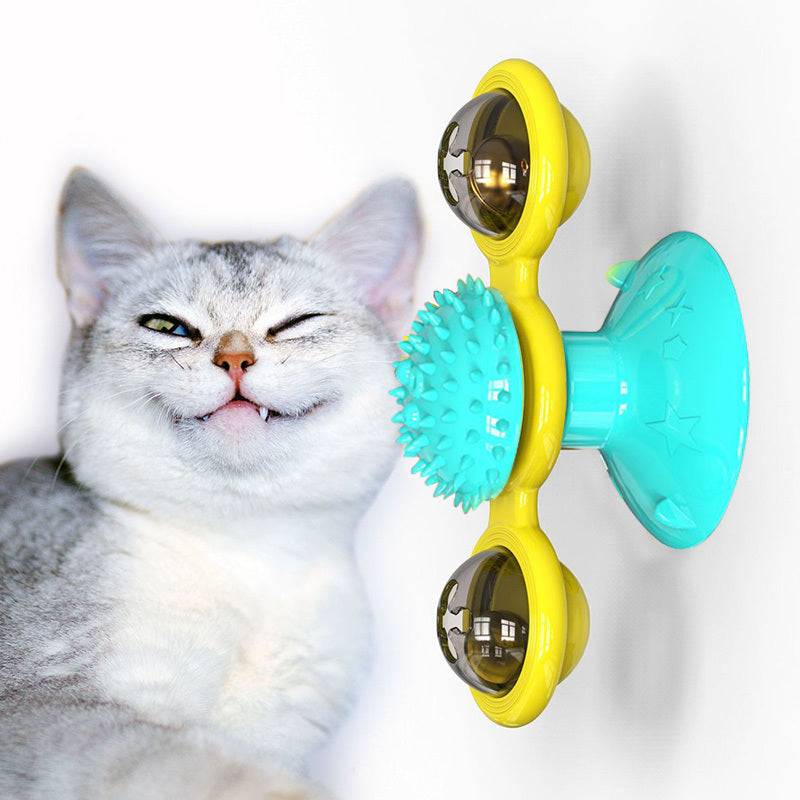 Cat Windmill Toy – Rotating Scratcher & Dental Care Spinner