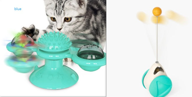 Cat Windmill Toy – Rotating Scratcher & Dental Care Spinner
