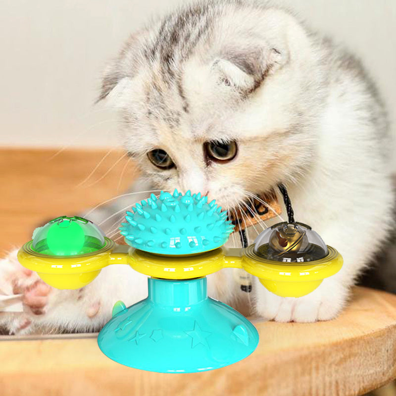 Cat Windmill Toy – Rotating Scratcher & Dental Care Spinner