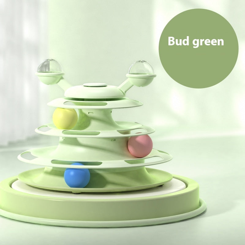 4-Level Cat Tower – Roller Ball Turntable IQ Training Toy