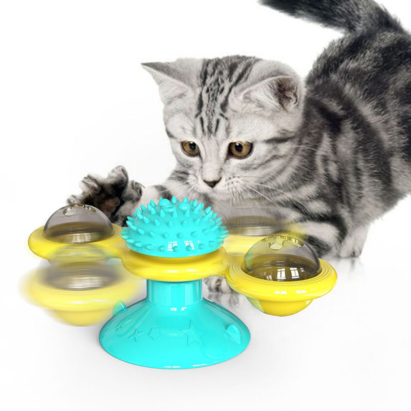 Cat Windmill Toy – Rotating Scratcher & Dental Care Spinner