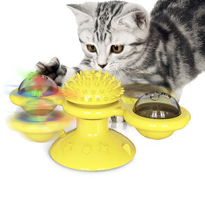 Cat Windmill Toy – Rotating Scratcher & Dental Care Spinner