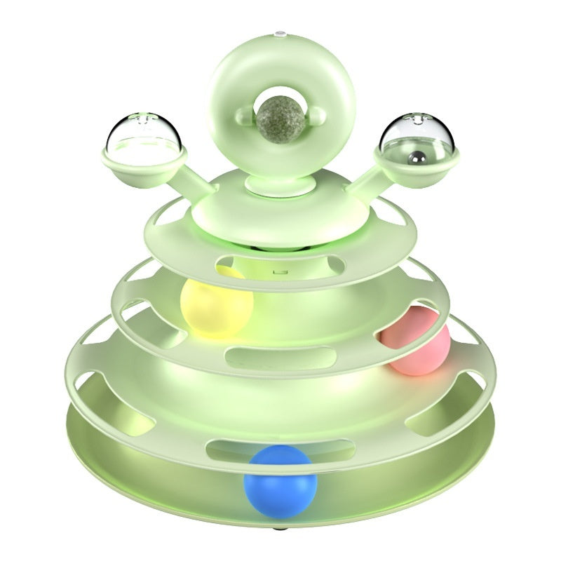 4-Level Cat Tower – Roller Ball Turntable IQ Training Toy