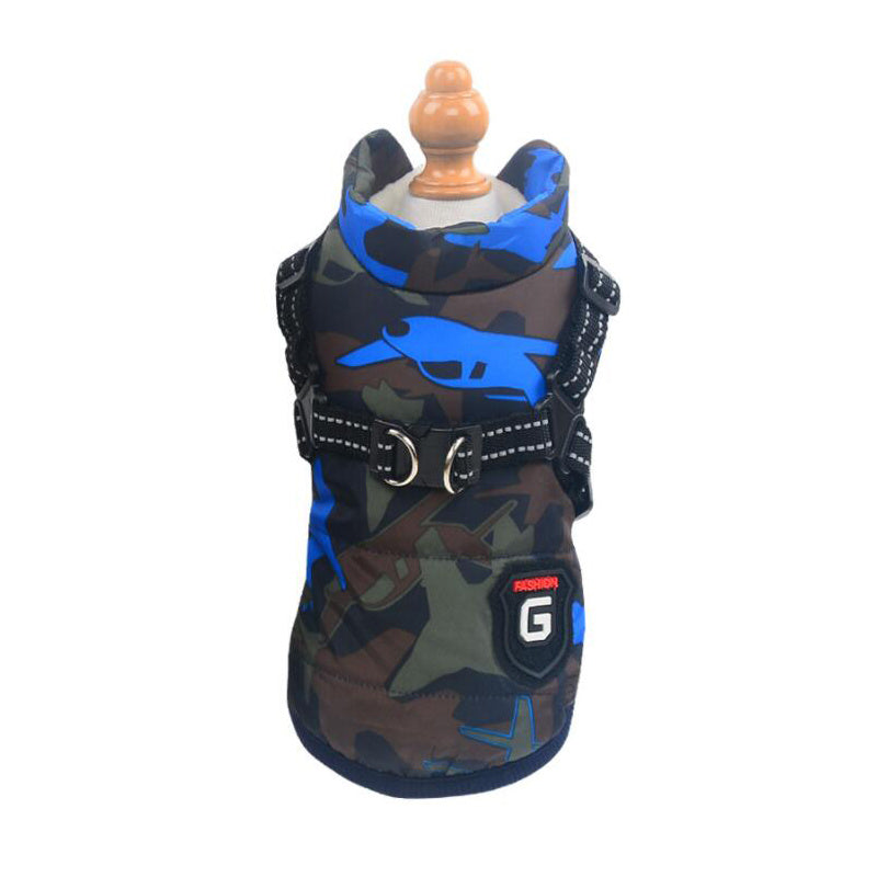 Winter Cotton Dog Vest – Chest-Back Integrated Pet Coat