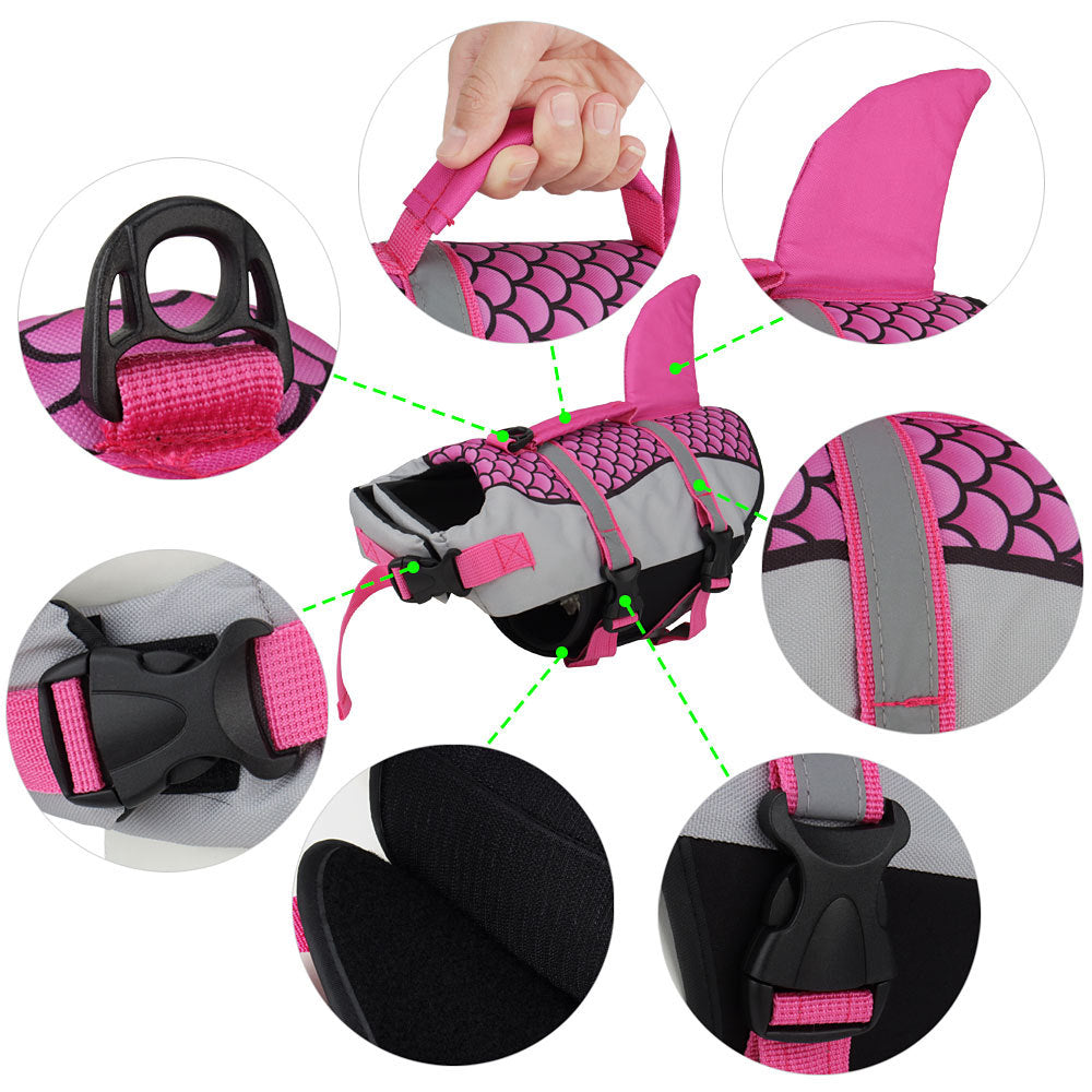 Shark Dog Life Jacket – Swimming Vest Harness for Summer Fun