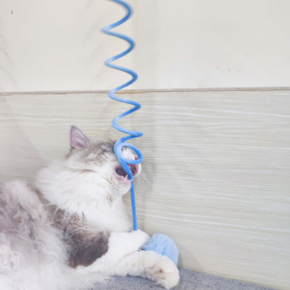 Interactive Spring Cat Toy - Suction Cup & Rabbit Fur