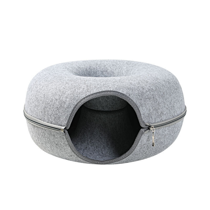 4-Season Cat Nest Tunnel – Dual-Use Felt Bed & Play Tunnel