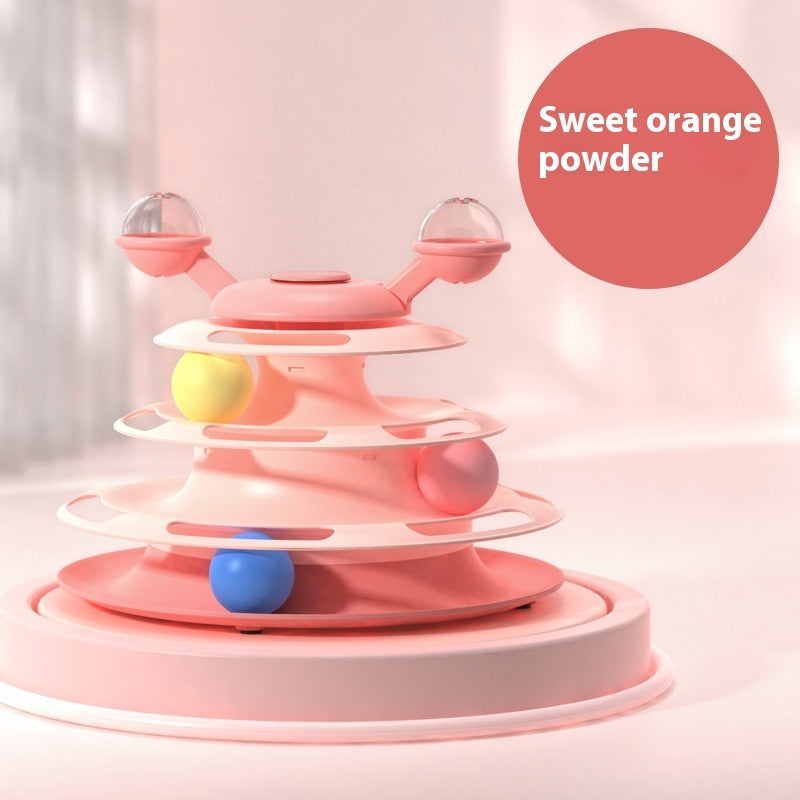 4-Level Cat Tower – Roller Ball Turntable IQ Training Toy