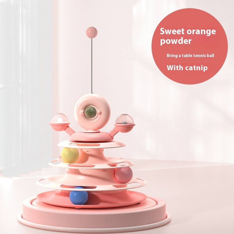 4-Level Cat Tower – Roller Ball Turntable IQ Training Toy