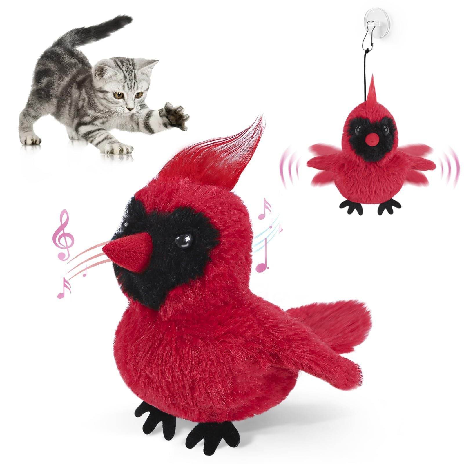Riospets Automatic Flapping Bird Cat Toy Red parrot 17cm