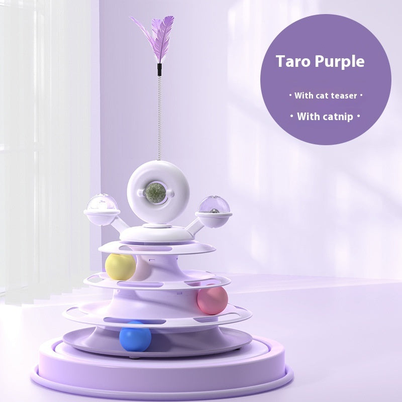 4-Level Cat Tower – Roller Ball Turntable IQ Training Toy