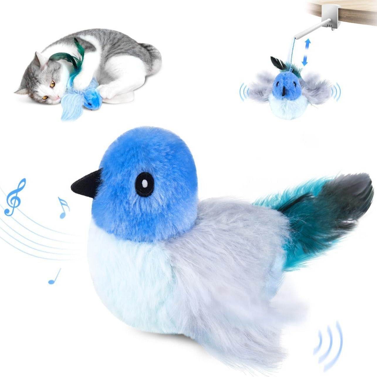Riospets Automatic Flapping Bird Cat Toy Blue Robin 17cm