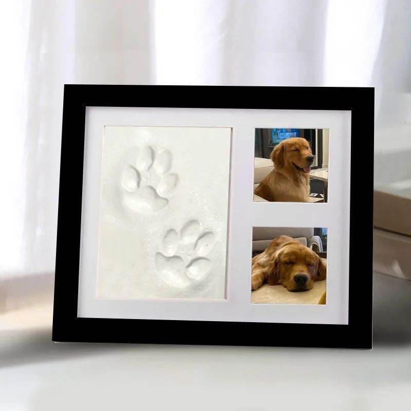 Custom Pet Paw Print Frame – DIY Clay Impression Kit for Cat & Dog Memories Black