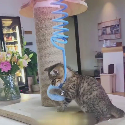 Interactive Spring Cat Toy - Suction Cup & Rabbit Fur