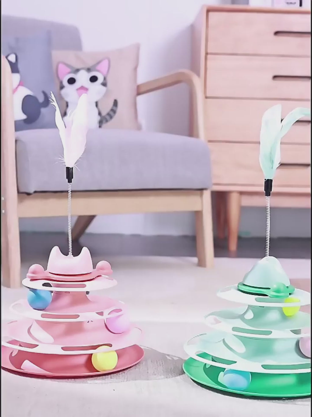 Cat Tower Toy – Multi-Level Rolling Ball Play Board